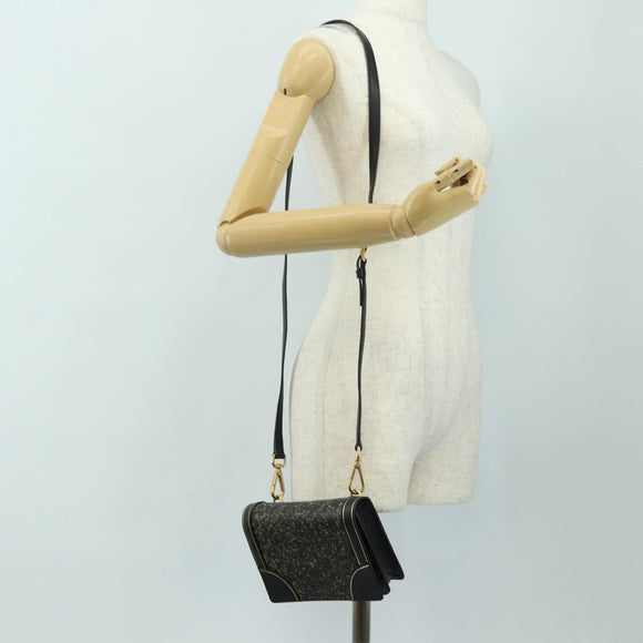 PRADA Shoulder Bag Safiano leather Black Gold Auth 171281V