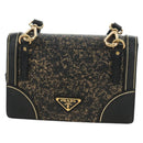 PRADA Shoulder Bag Safiano leather Black Gold Auth 171281V-2