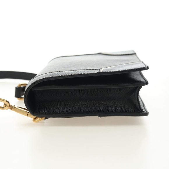 PRADA Shoulder Bag Safiano leather Black Gold Auth 171281V