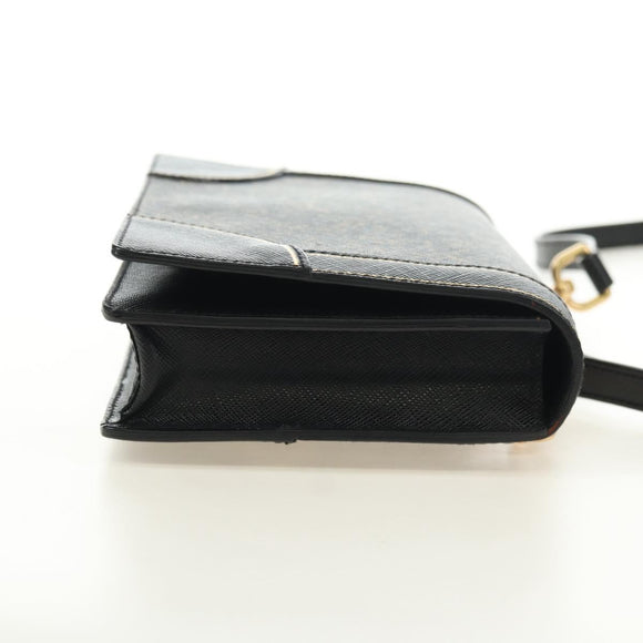PRADA Shoulder Bag Safiano leather Black Gold Auth 171281V