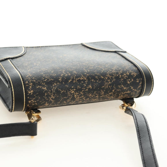 PRADA Shoulder Bag Safiano leather Black Gold Auth 171281V