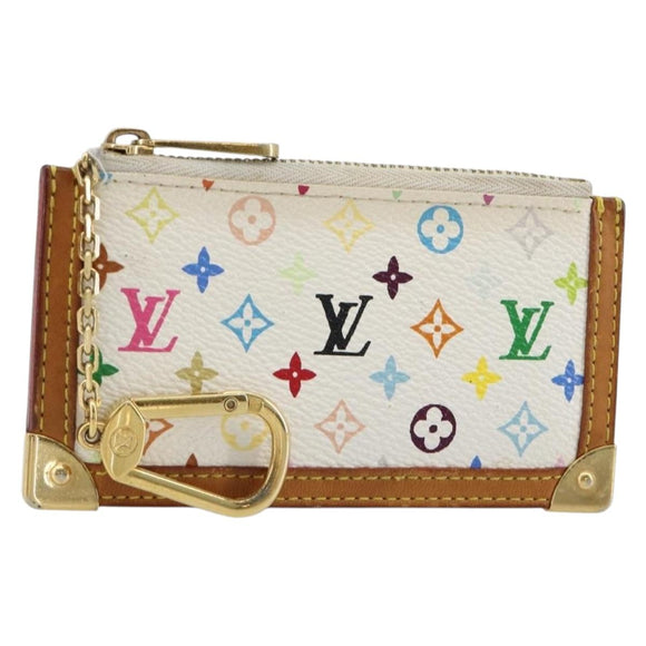 LOUIS VUITTON Monogram Multicolor Pochette Cles Purse White M92655 Auth 171283