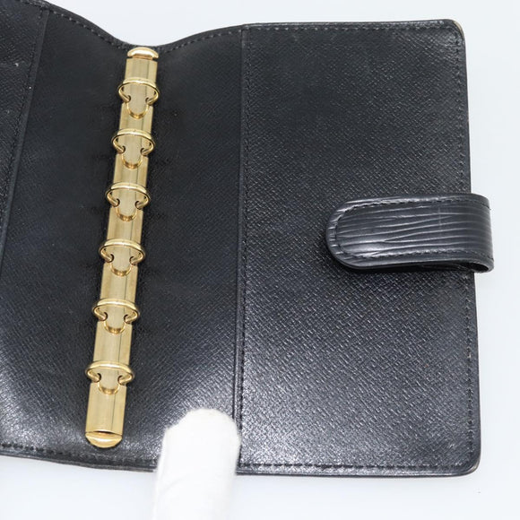 LOUIS VUITTON Epi Agenda PM Day Planner Cover Black R20092 LV Auth 171284