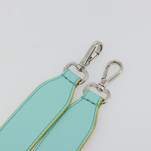 FENDI Leather Shoulder Strap 35.4"" Light Blue Silver Auth 171288V