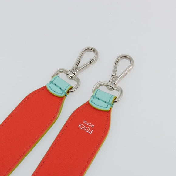 FENDI Leather Shoulder Strap 35.4"" Light Blue Silver Auth 171288V