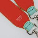 FENDI Leather Shoulder Strap 35.4"" Light Blue Silver Auth 171288V-8