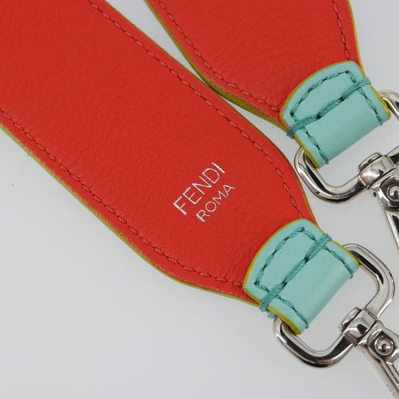 FENDI Leather Shoulder Strap 35.4"" Light Blue Silver Auth 171288V