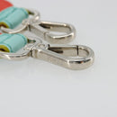 FENDI Leather Shoulder Strap 35.4"" Light Blue Silver Auth 171288V-9