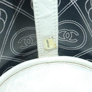 CHANEL Camelia Chain Shoulder Bag Vinyl Blue Silver CC Auth 171291SAM-22