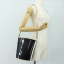 CHANEL Camelia Chain Shoulder Bag Vinyl Blue Silver CC Auth 171291SAM-26