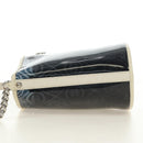 CHANEL Camelia Chain Shoulder Bag Vinyl Blue Silver CC Auth 171291SAM-4
