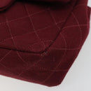 CHANEL Matelassé Ketten-Umhängetasche Baumwolle Bordeaux Gold CC Auth 171294-15