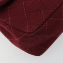 CHANEL Matelassé Ketten-Umhängetasche Baumwolle Bordeaux Gold CC Auth 171294-16