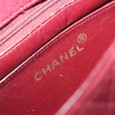 CHANEL Matelassé Ketten-Umhängetasche Baumwolle Bordeaux Gold CC Auth 171294-20