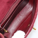 CHANEL Matelassé Ketten-Umhängetasche Baumwolle Bordeaux Gold CC Auth 171294-10