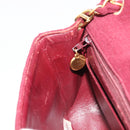 CHANEL Matelassé Ketten-Umhängetasche Baumwolle Bordeaux Gold CC Auth 171294-22