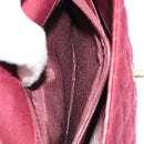 CHANEL Matelassé Ketten-Umhängetasche Baumwolle Bordeaux Gold CC Auth 171294-24