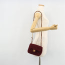 CHANEL Matelassé Ketten-Umhängetasche Baumwolle Bordeaux Gold CC Auth 171294-26