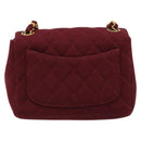 CHANEL Matelassé Ketten-Umhängetasche Baumwolle Bordeaux Gold CC Auth 171294-2