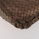 BOTTEGA VENETA INTRECCIATO Hand Bag Leather Bronze Gold Auth 171296-15