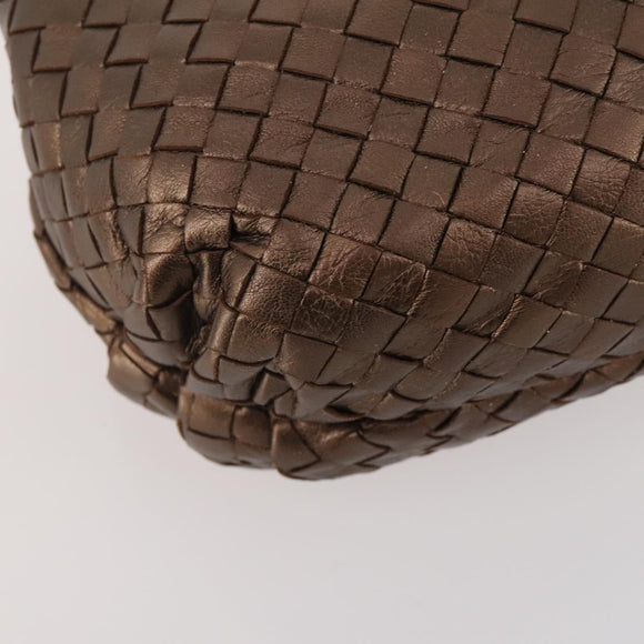 BOTTEGA VENETA INTRECCIATO Hand Bag Leather Bronze Gold Auth 171296
