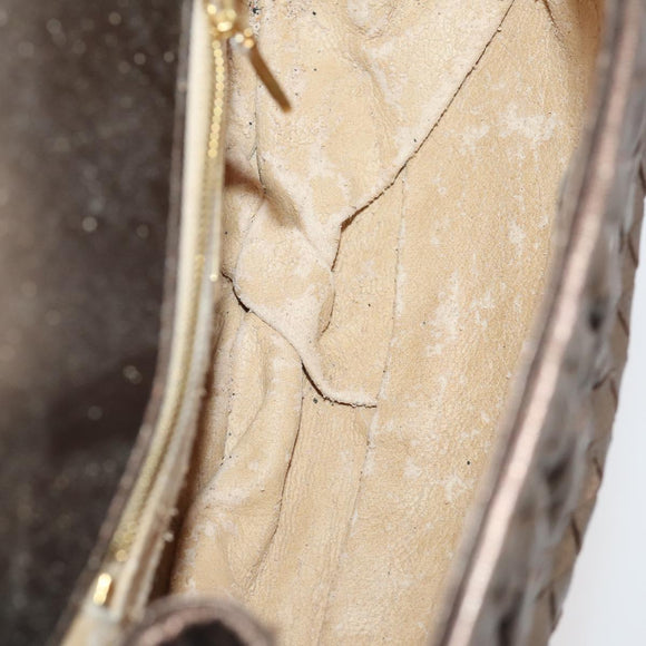 BOTTEGA VENETA INTRECCIATO Hand Bag Leather Bronze Gold Auth 171296