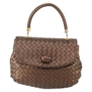 BOTTEGA VENETA INTRECCIATO Hand Bag Leather Bronze Gold Auth 171296-13