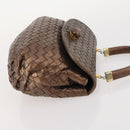 BOTTEGA VENETA INTRECCIATO Hand Bag Leather Bronze Gold Auth 171296-3