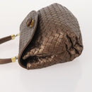 BOTTEGA VENETA INTRECCIATO Hand Bag Leather Bronze Gold Auth 171296-4