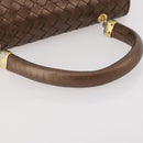 BOTTEGA VENETA INTRECCIATO Hand Bag Leather Bronze Gold Auth 171296-7