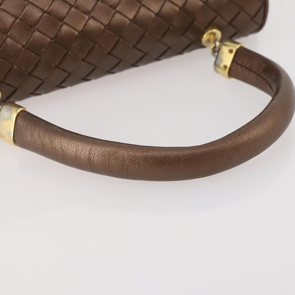 BOTTEGA VENETA INTRECCIATO Hand Bag Leather Bronze Gold Auth 171296