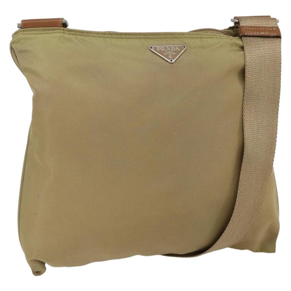 PRADA Shoulder Bag Nylon Beige Auth 171312