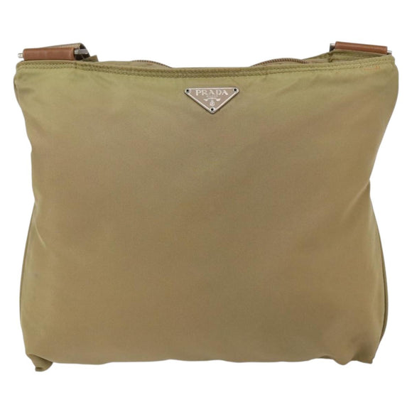 PRADA Shoulder Bag Nylon Beige Auth 171312