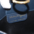 Salvatore Ferragamo Gancini Chain Shoulder Bag Leather Navy Gold Auth 171314-12