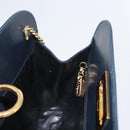 Salvatore Ferragamo Gancini Chain Shoulder Bag Leather Navy Gold Auth 171314-17