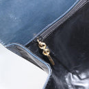 Salvatore Ferragamo Gancini Chain Shoulder Bag Leather Navy Gold Auth 171314-19