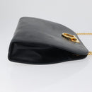 Salvatore Ferragamo Gancini Chain Shoulder Bag Leather Navy Gold Auth 171314-3
