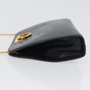 Salvatore Ferragamo Gancini Chain Shoulder Bag Leather Navy Gold Auth 171314-4