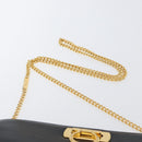 Salvatore Ferragamo Gancini Chain Shoulder Bag Leather Navy Gold Auth 171314-8