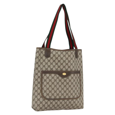GUCCI GG Supreme Web Sherry Line Tote Bag PVC Beige Gold 39 02 003 Auth 171316