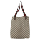 GUCCI GG Supreme Web Sherry Line Tote Bag PVC Beige Gold 39 02 003 Auth 171316-2