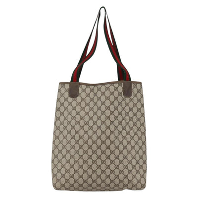 GUCCI GG Supreme Web Sherry Line Tote Bag PVC Beige Gold 39 02 003 Auth 171316 - 0