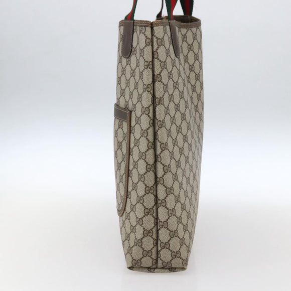 GUCCI GG Supreme Web Sherry Line Tote Bag PVC Beige Gold 39 02 003 Auth 171316