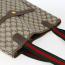 GUCCI GG Supreme Web Sherry Line Tote Bag PVC Beige Gold 39 02 003 Auth 171316-6