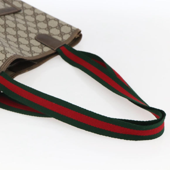 GUCCI GG Supreme Web Sherry Line Tote Bag PVC Beige Gold 39 02 003 Auth 171316