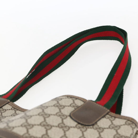 GUCCI GG Supreme Web Sherry Line Tote Bag PVC Beige Gold 39 02 003 Auth 171316
