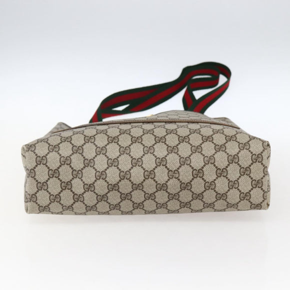 GUCCI GG Supreme Web Sherry Line Tote Bag PVC Beige Gold 39 02 003 Auth 171316