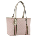 GUCCI GG Canvas Sherry Line Tote Bag Pink Gold 137396 Auth 171318-1