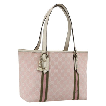 GUCCI GG Canvas Sherry Line Tote Bag Pink Gold 137396 Auth 171318