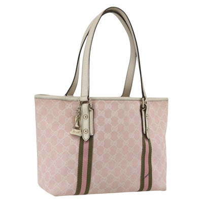 GUCCI GG Canvas Sherry Line Tote Bag Pink Gold 137396 Auth 171318